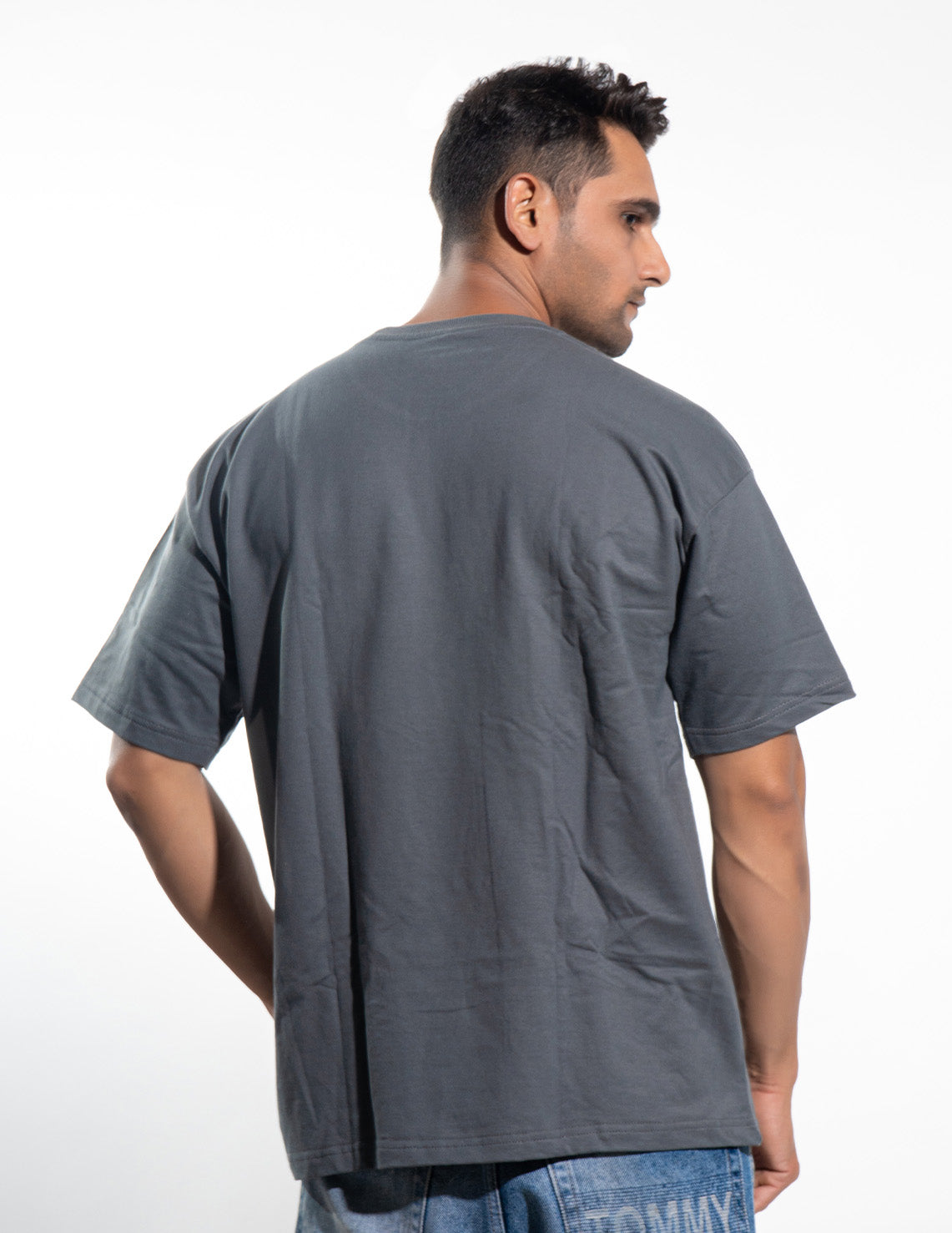 Round Neck Steel Grey Oversized T-Shirt