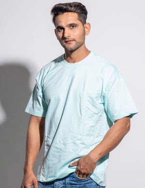 Round Neck Aqua Oversized T-Shirt