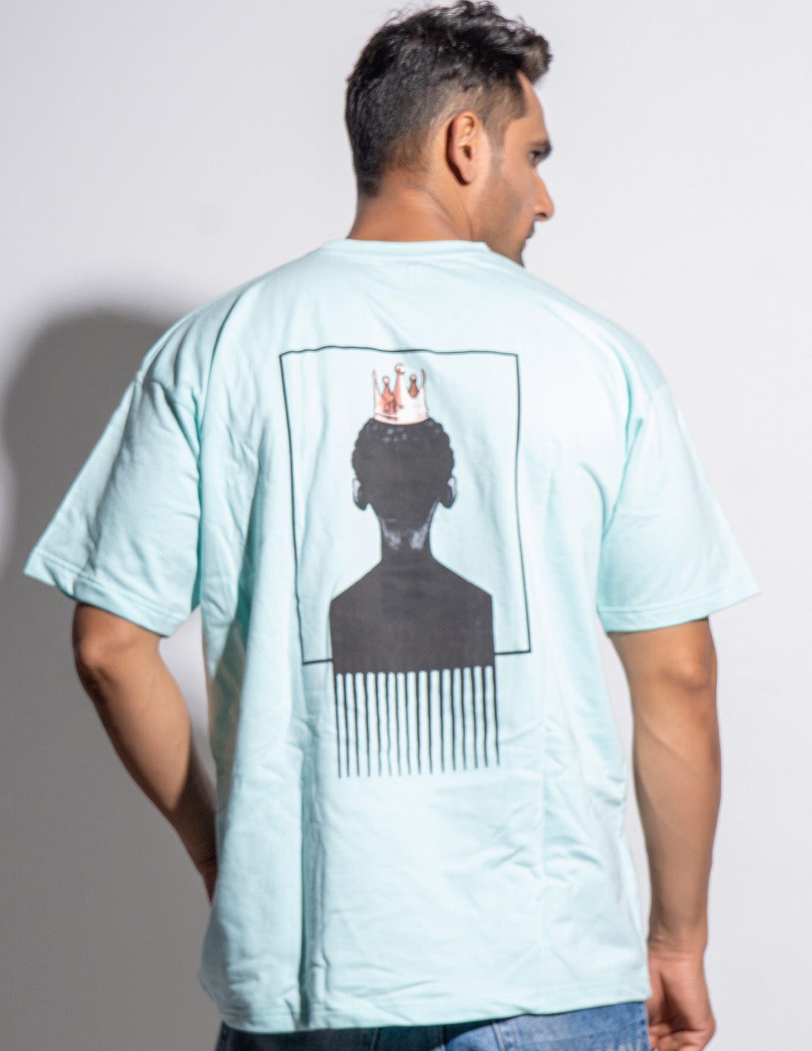 Round Neck Aqua Oversized T-Shirt