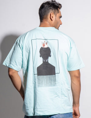 Round Neck Aqua Oversized T-Shirt