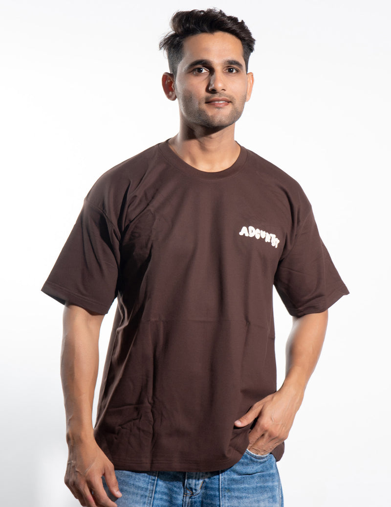 Round Neck Brown Oversized T-Shirt