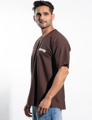 Round Neck Brown Oversized T-Shirt