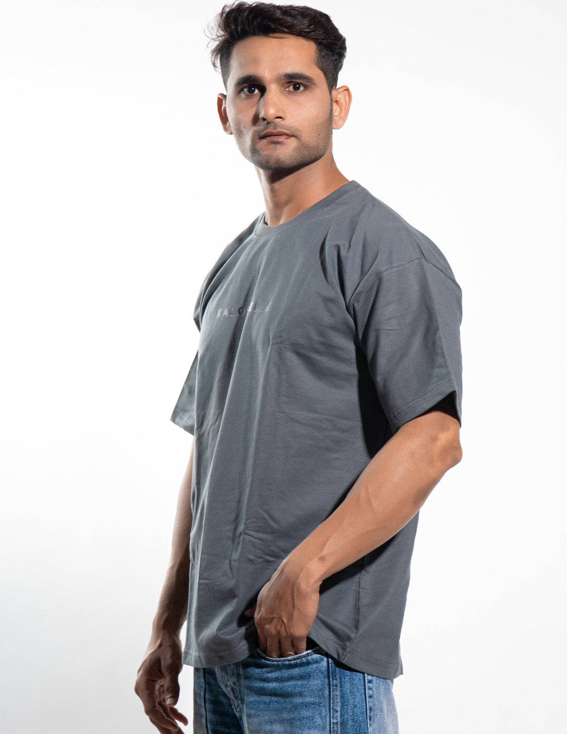 Round Neck Steel Grey Oversized T-Shirt