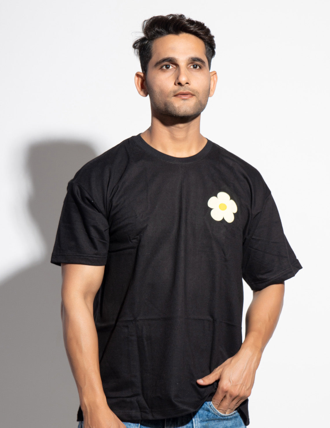 Round Neck Black Oversized T-Shirt